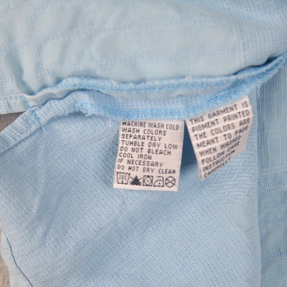 Tommy Bahama Mens XL Light Blue 100% Silk Button Down Camp Shirt Flaw - Picture 5 of 8
